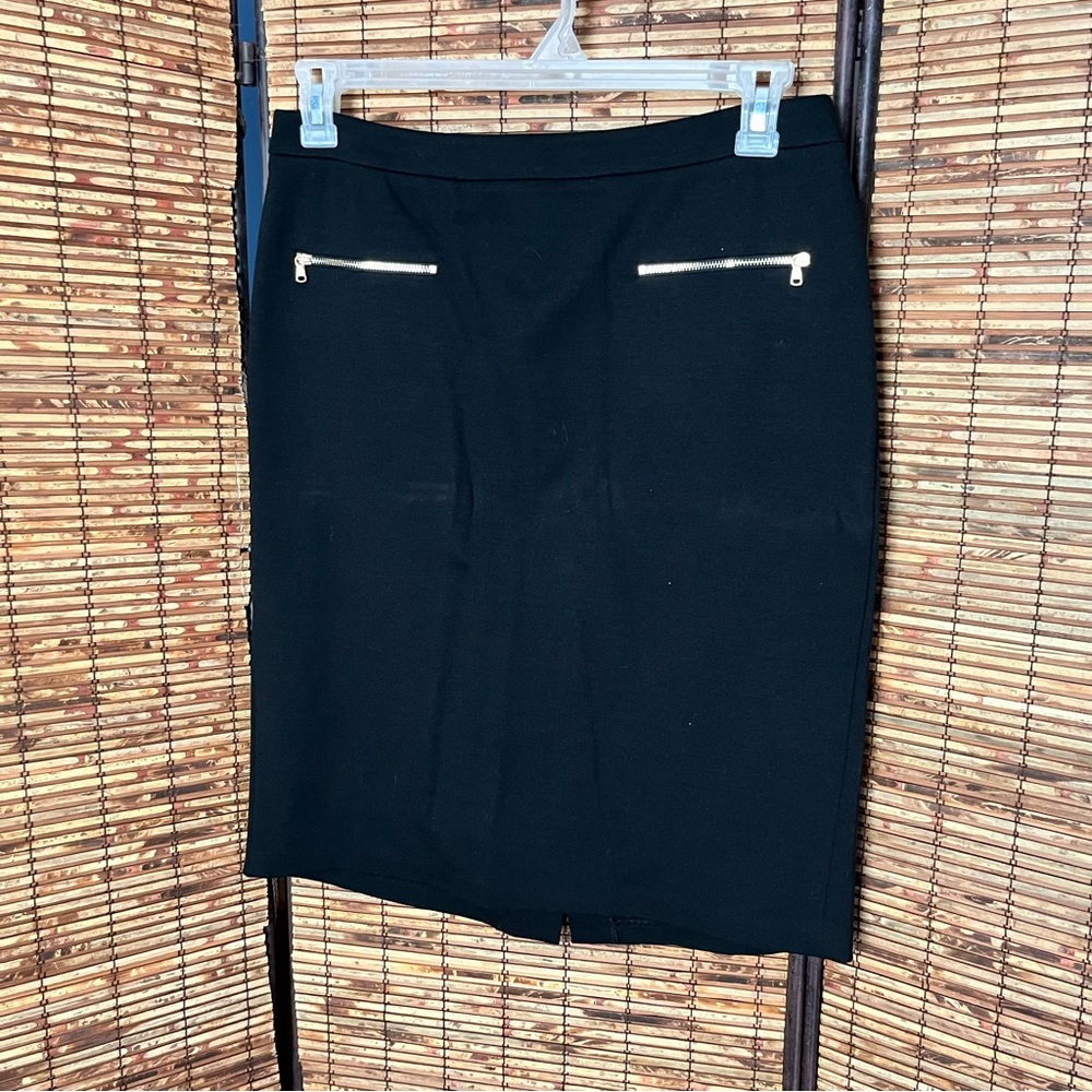 Talbots Black Pencil Skirt with Zipper Accents